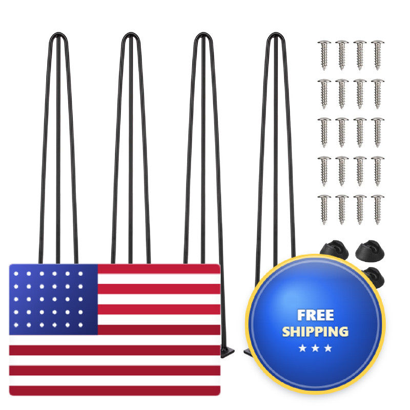 Ten49 Heavy Duty Hairpin Table Legs – 40 Inch Industrial Black Furniture Legs –