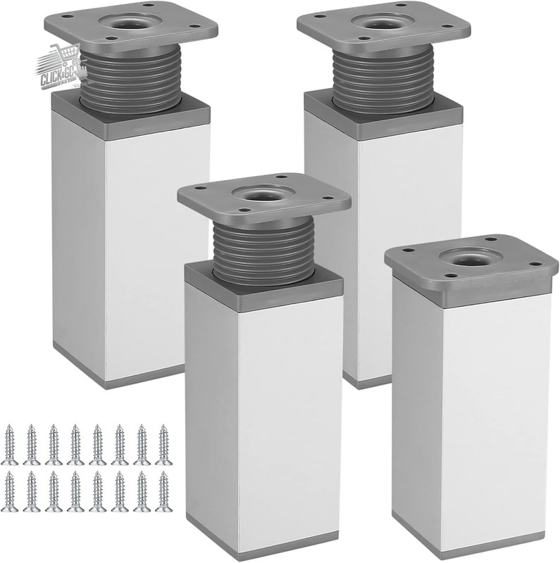 4 Adjustable Furniture Feet 8cm Silver Steel Legs for Table Sofa Wardrobe