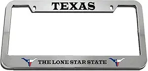 The Lone Star State Zinc Metal License Plate Frame Car Auto Tag Holder – Chrome