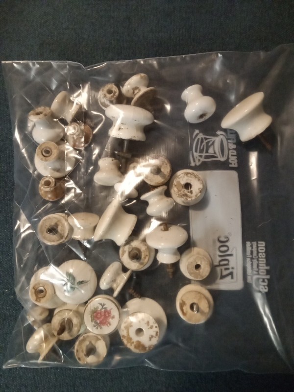 Vintage White Porcelain Drawer Knobs Lot Of 8 Various Sizes