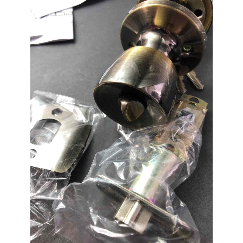 Entrance Lock Shield Security Lockset Antique Brass Tulip Knob Bedroom New gallery