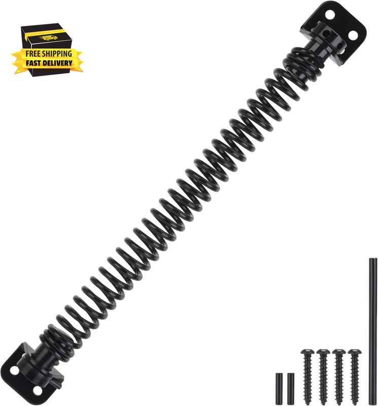 11-1/2″ Gate Spring Self Closing, Heavy Duty Black Door Closer Spring, Adjustabl