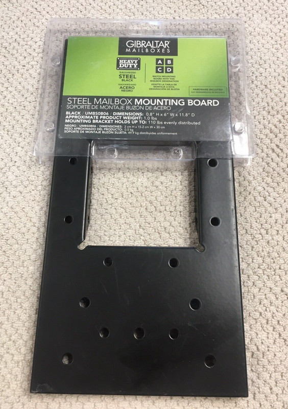 Factory sealed Gibraltar Steel Mailbox Mounting Board Black 6″ x 11.8 ” UMBSOBO6