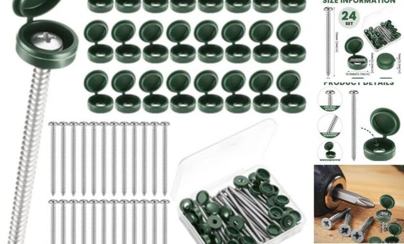 Set 3 Inch Shutter Fasteners Shutter Pins Screws and Caps Bulk 304 24 Green