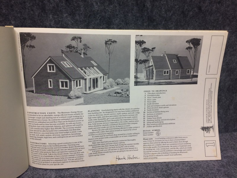 1983 Country Journal Minimum Energy House Plans Architectural Drawings Set Huber
