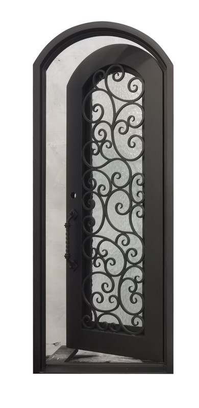 Cisco Model Single Front Entry Wrought Iron Door Water Cube Glass Dark Bronze gallery