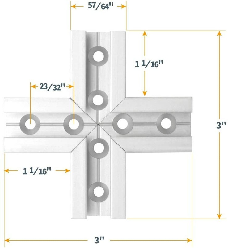 POWERTEC 71415 T-Track Intersection Kit For 3/8?? Mitered T Track 3x3 Inch gallery