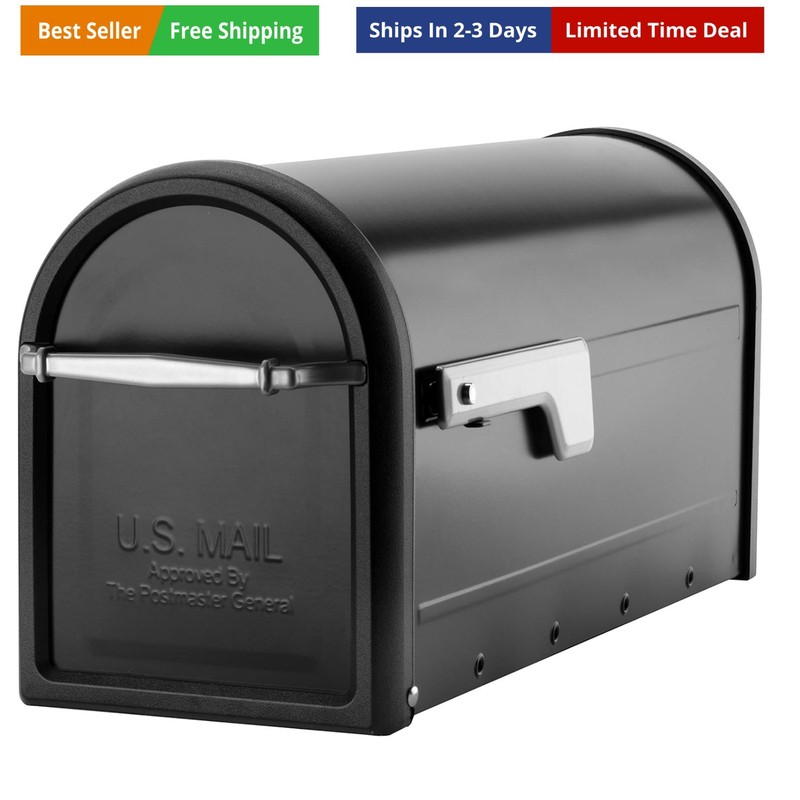 Chadwick Galvanized Steel Post Mount Mailbox, , Black, Medium Capacity