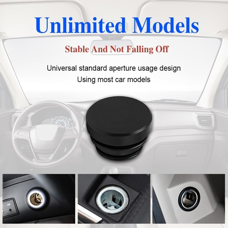 Waterproof Dustproof Aluminum Cigarette Lighter Plug Cover Cap, U Color: Black gallery