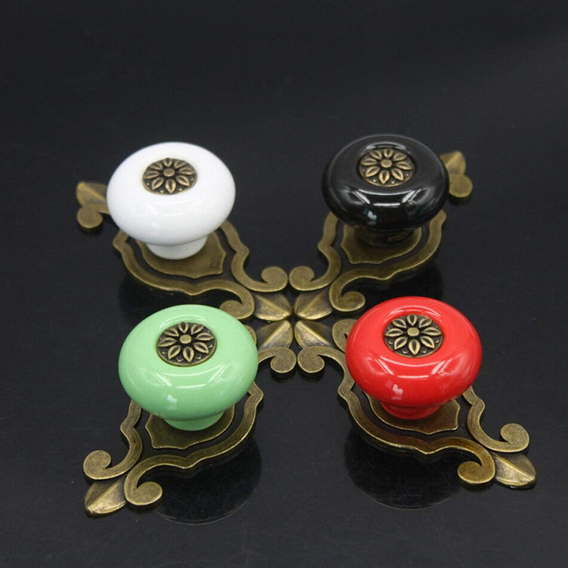 10 Pack Retro Ceramic Pulls,Vintage Dresser Kitchen Petal Cabinet Knobs Zinc All gallery