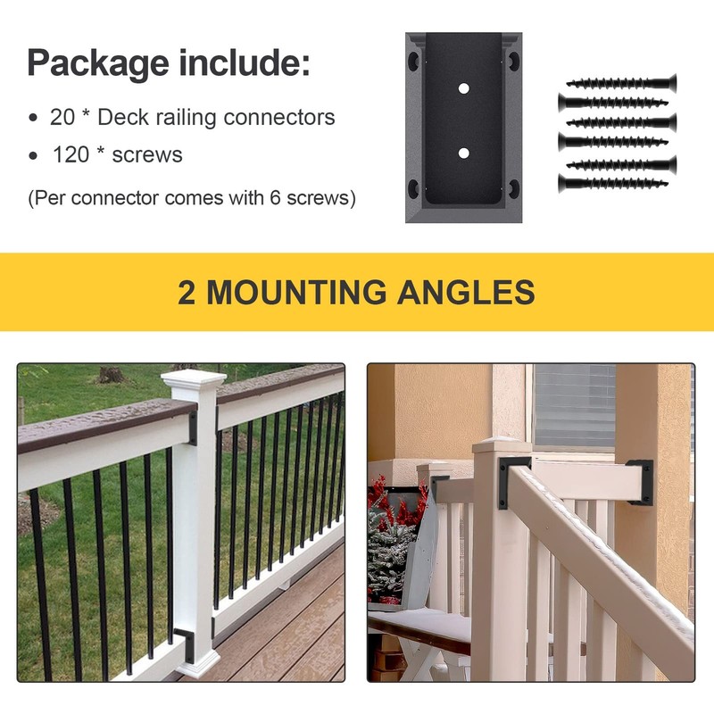 Goovilla Deck Railing Bracket Connectors, 2x4 Brackets for inches, Black gallery