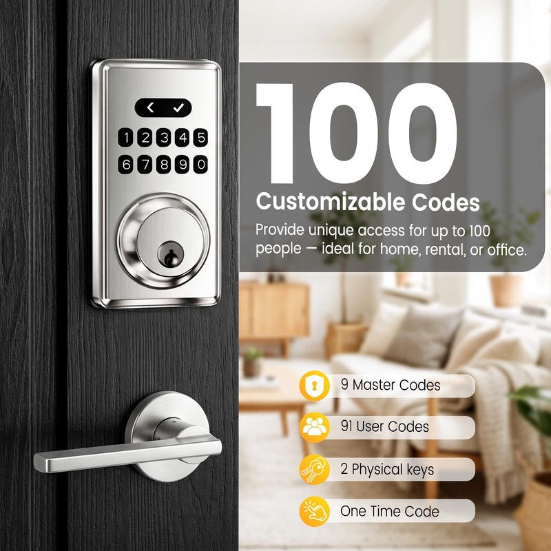 Keyless Entry Door Lock With Keypad Deadbolt Smart Code 2 Keys Auto Lock gallery