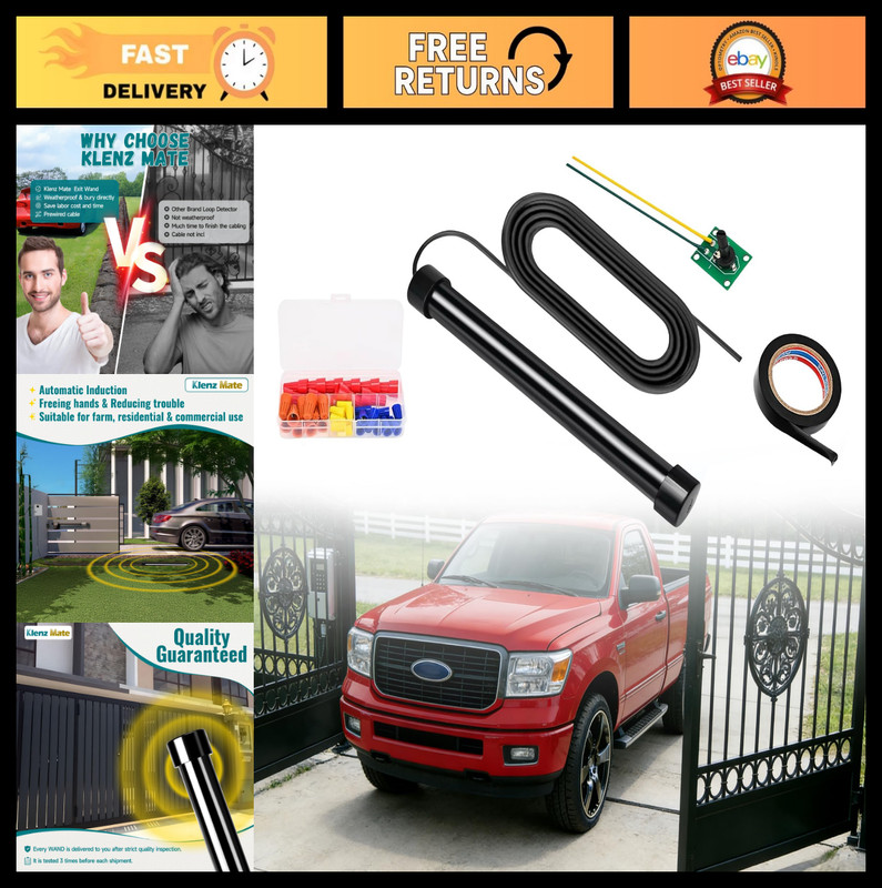Upgraded Vehicle Exit Sensor for Automatic Gate Opener, 50ft Cable, Compatible w