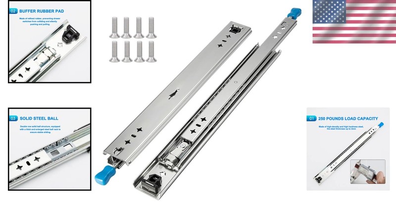 Smooth-Functioning 22 Inch Heavy Duty Drawer Slides with Secure Lock Mechanism gallery