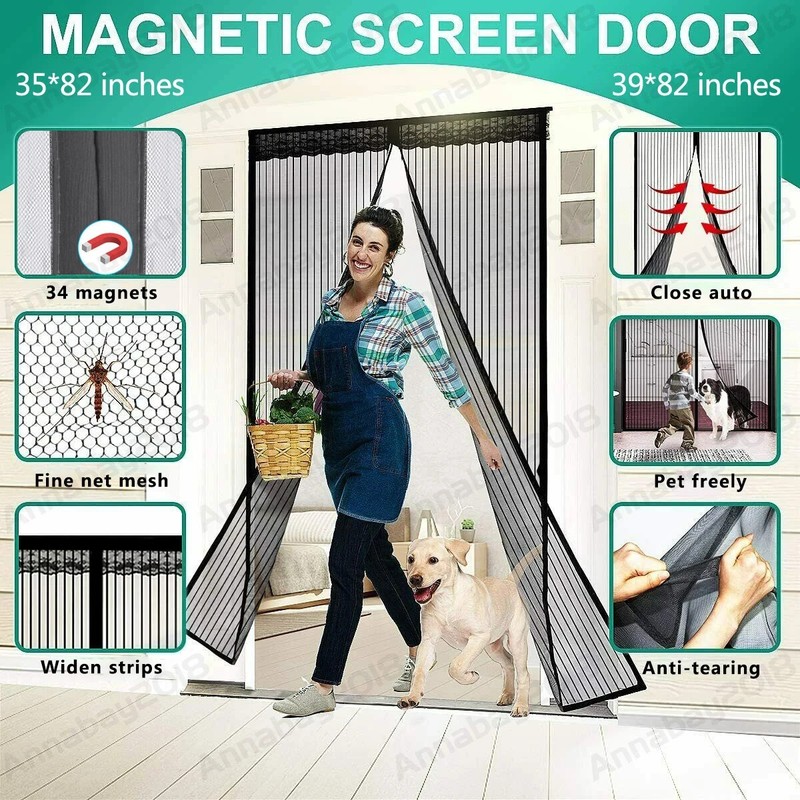 Hands Free Magnetic Screen Door Mesh Net Mosquito Fly Insect Fastening Curtain gallery