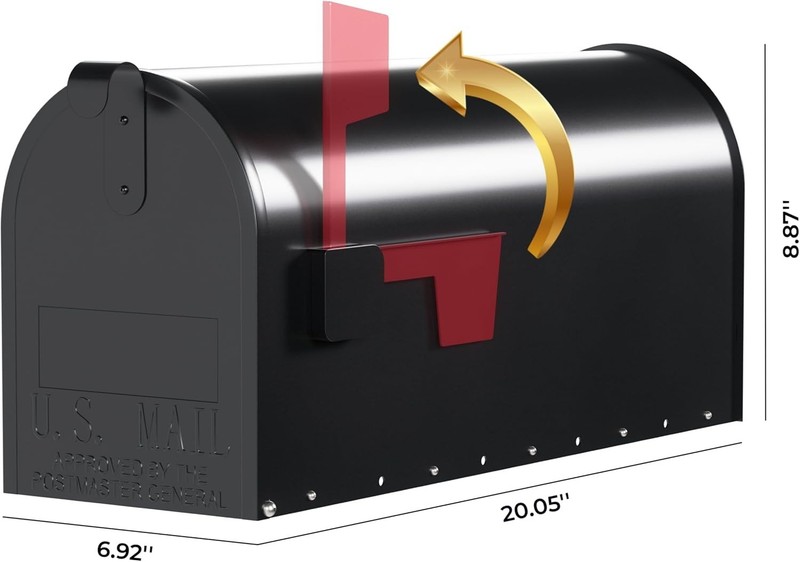 Weather-Resistant Mailbox with Aluminium Flag - Medium Size, 6.92 in Width gallery