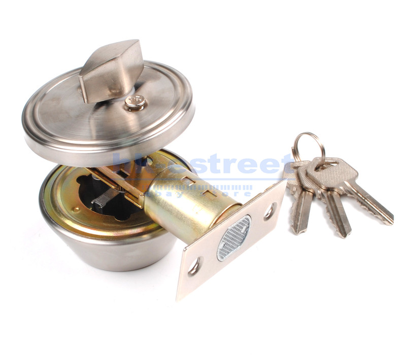 Single Sided Deadbolt Lock Entry Keyed Cylinder 3 Keys Exterior Door Satin Brass gallery