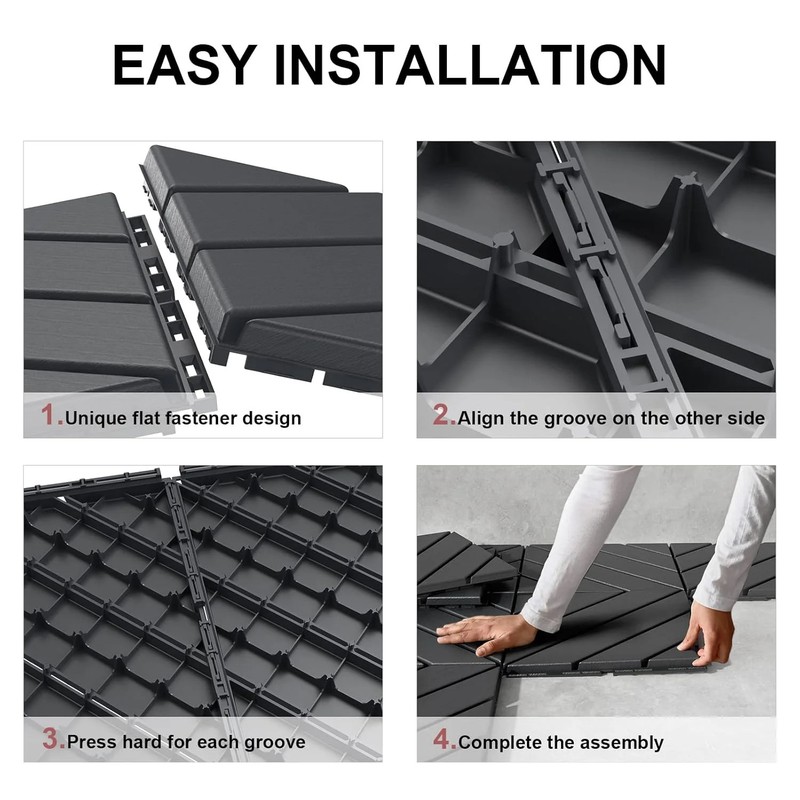 VANCASTLE 9 Pack Interlocking Deck Tiles, 12"x12" Patio Pavers, Heavy Duty Plast gallery