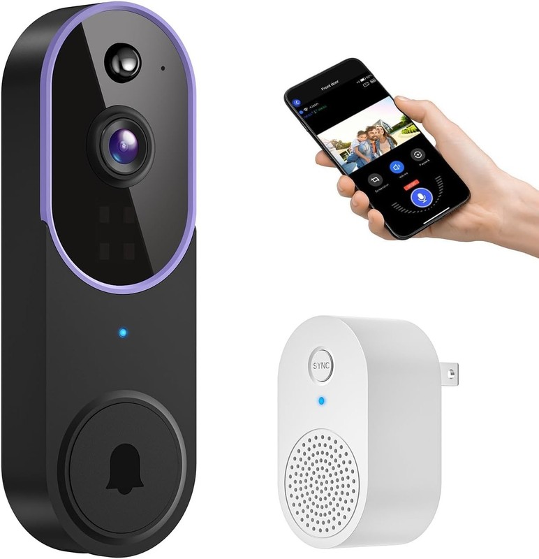 Timbre De Puerta WiFi Para Casa Inalambrico 1080P Con Camara Y Vision Nocturn