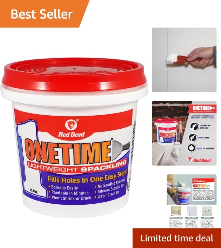 Versatile ONETIME Lightweight Spackle – Smooth Wall Repair, 1/2 Pint Made in USA