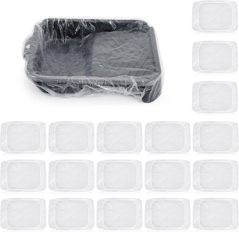 20 Pcs 4 Inch Paint Tray Liners, Disposable Clear Plastic Paint Roller Pan