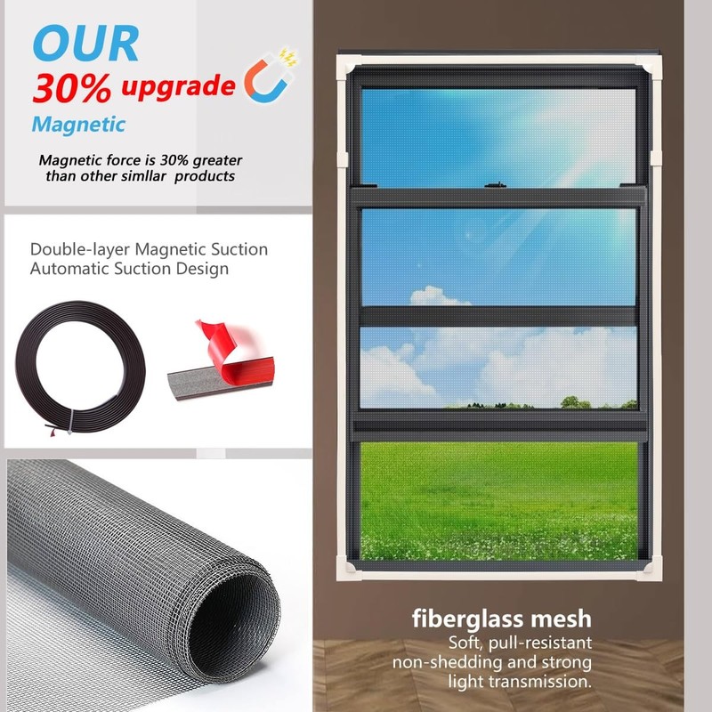 Magnetic Window Screen, DIY Window Screen for House Adjustable Fiberglass Mes... gallery