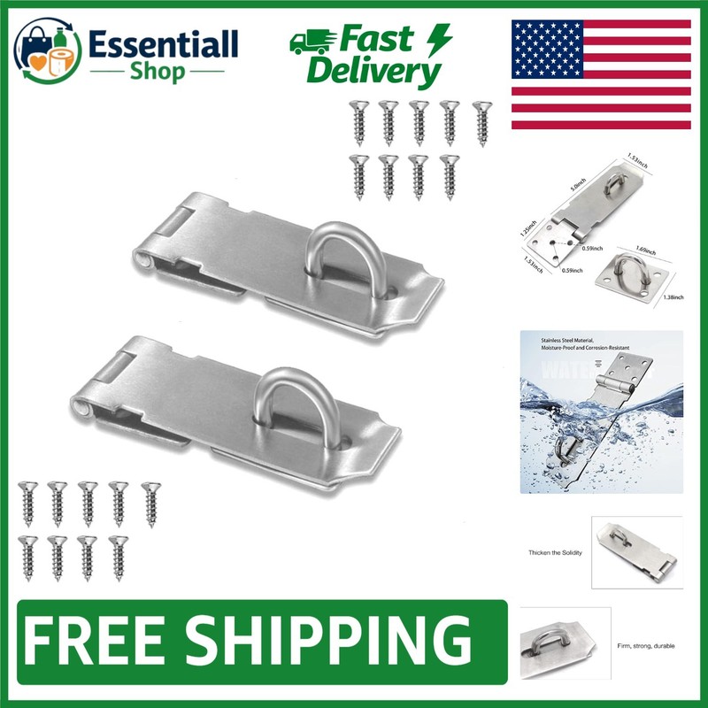 Rust-Resistant 5-Inch Steel Lock Hasp with Classic Polished Finish – 2 Pack