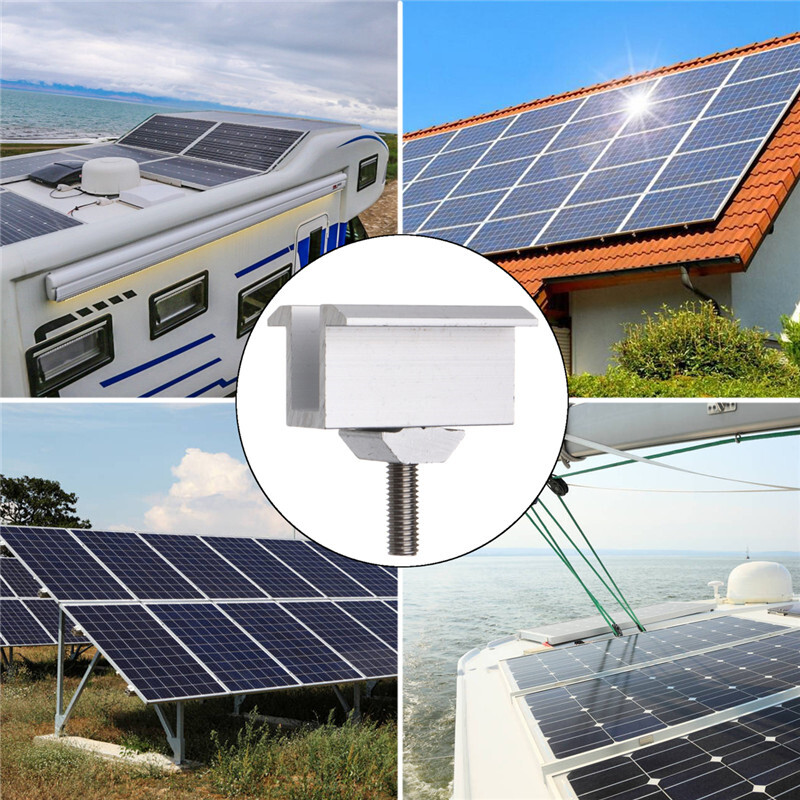 4Pcs Framed Solar Panel Roof Mounting Rail Brackets Holder Mid Clamp Fixing Kit gallery