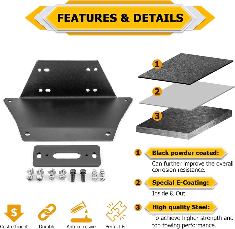 Winch Mount Bracket Plate Compatible with Polaris Ranger 1000 900 570 XP Crew 20 gallery