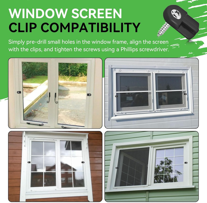 20 Pack Window Screen Clips with Screws, PL 7906 Flush Window Screen Holder Clip gallery