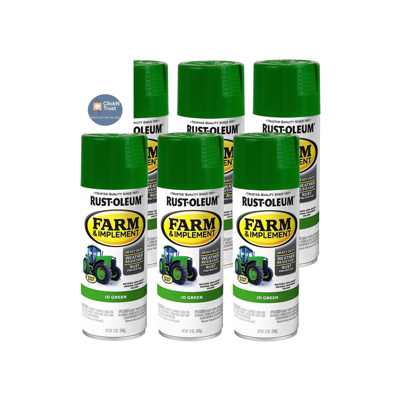 Rust-Oleum 280124-6PK Farm & Implement Spray 12 Ounce (Pack of 6), JD Green