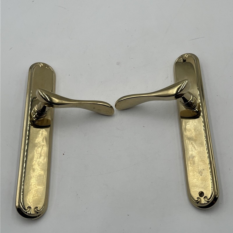 Pella Inactive Fixed Right Hand RH Handle Set for Hinged Door – Gold Brass Used