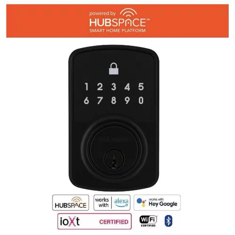 Defiant Square Compact Matte Black Electronic Single Cylinder Deadbolt gallery