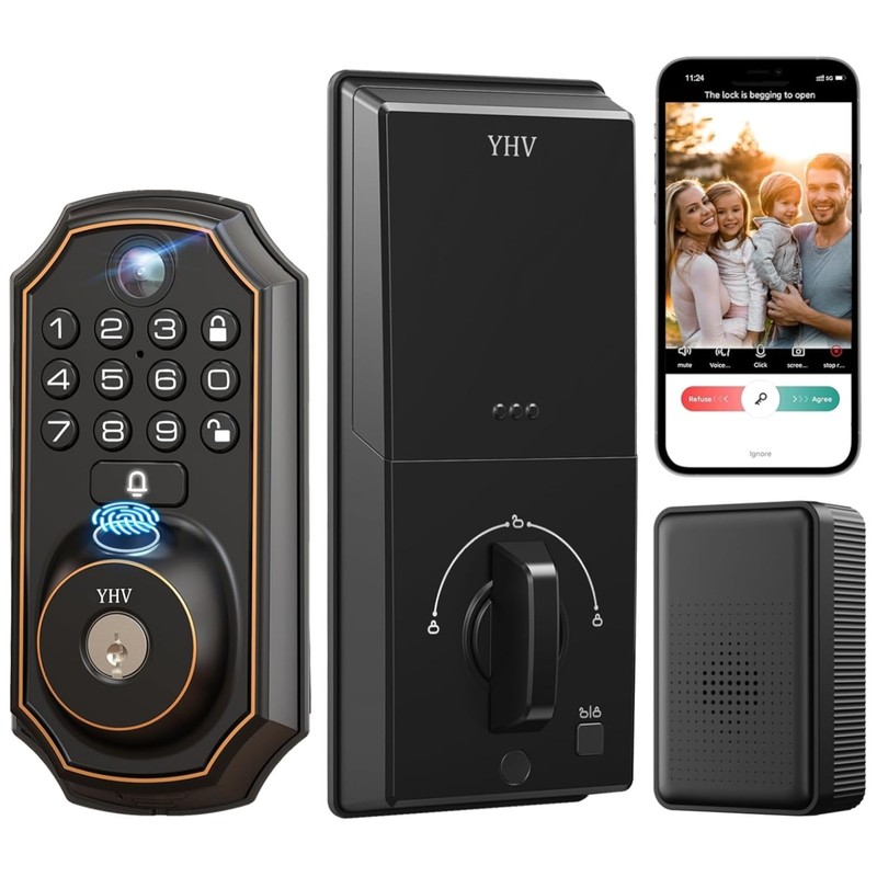 Biometric Door Lock with App Control & Deadbolt Security