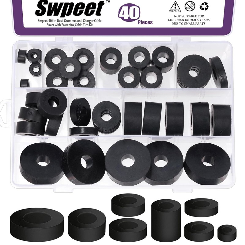 Swpeet 40Pcs 8 Sizes Round Spacer Assortment Kit, 6/7/8/10/15/20mm Anti...