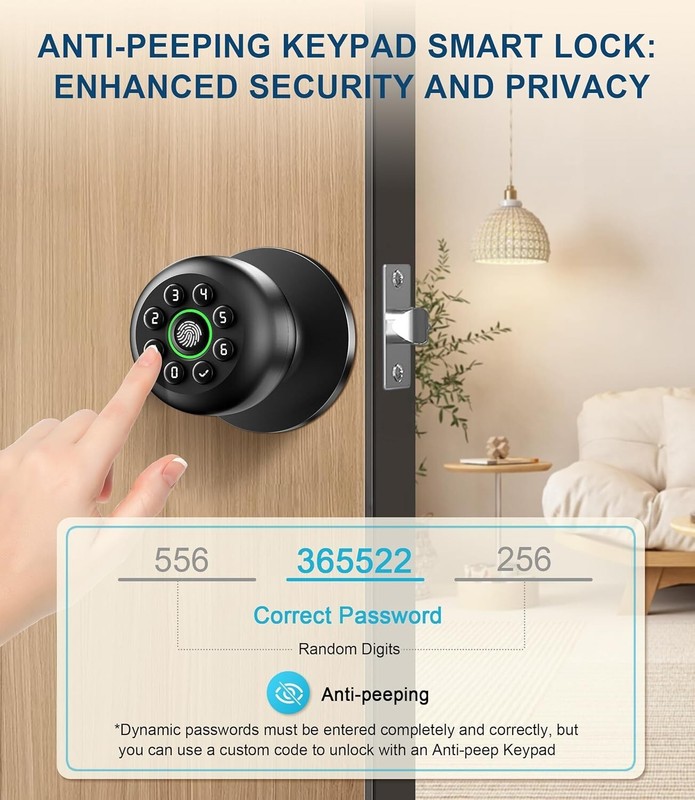 Door Lock, Smart Fingerprint,Auto Lock ,Lock with Code, Locks for Bedroom, Home