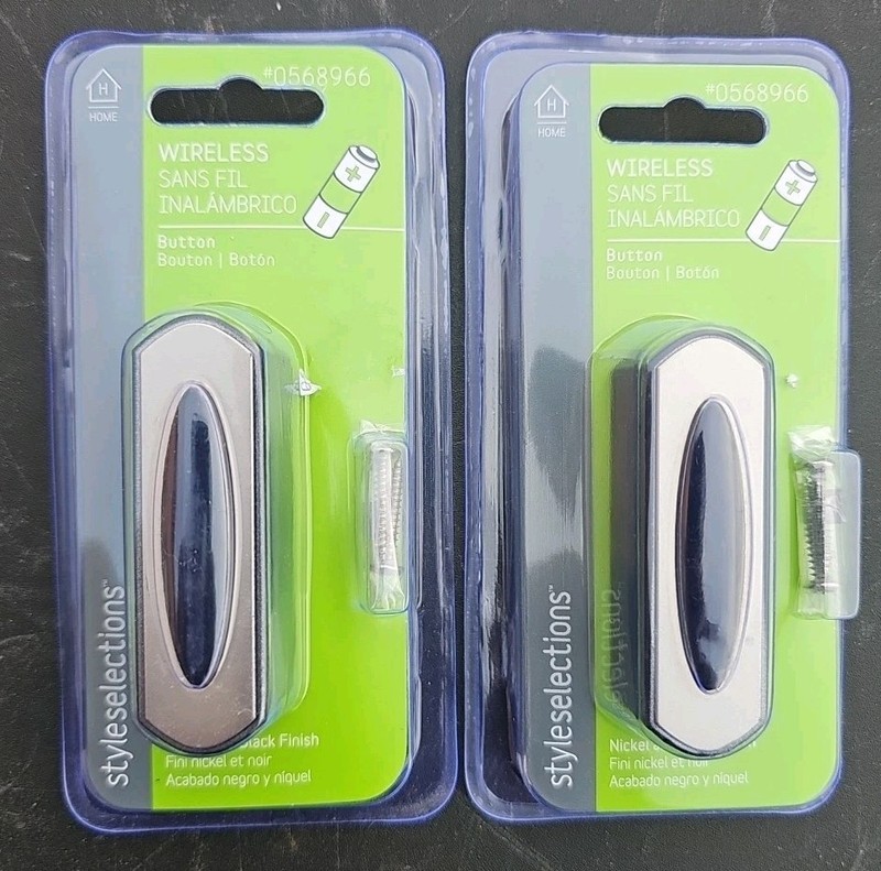 Wireless Button Doorbell NEW Selections SS-7303-04 Nickel Black Finish (2 Total)