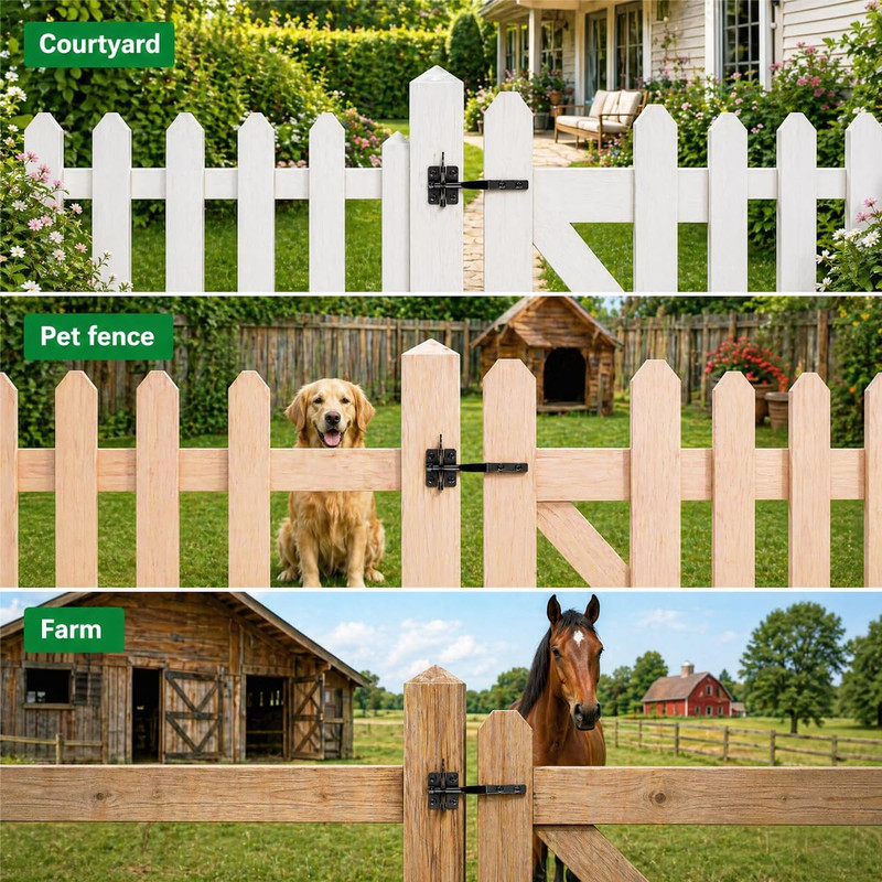 Self-Locking Heavy-Duty Gate Latch Automatic Gravity Lever Type for Wooden Fence gallery