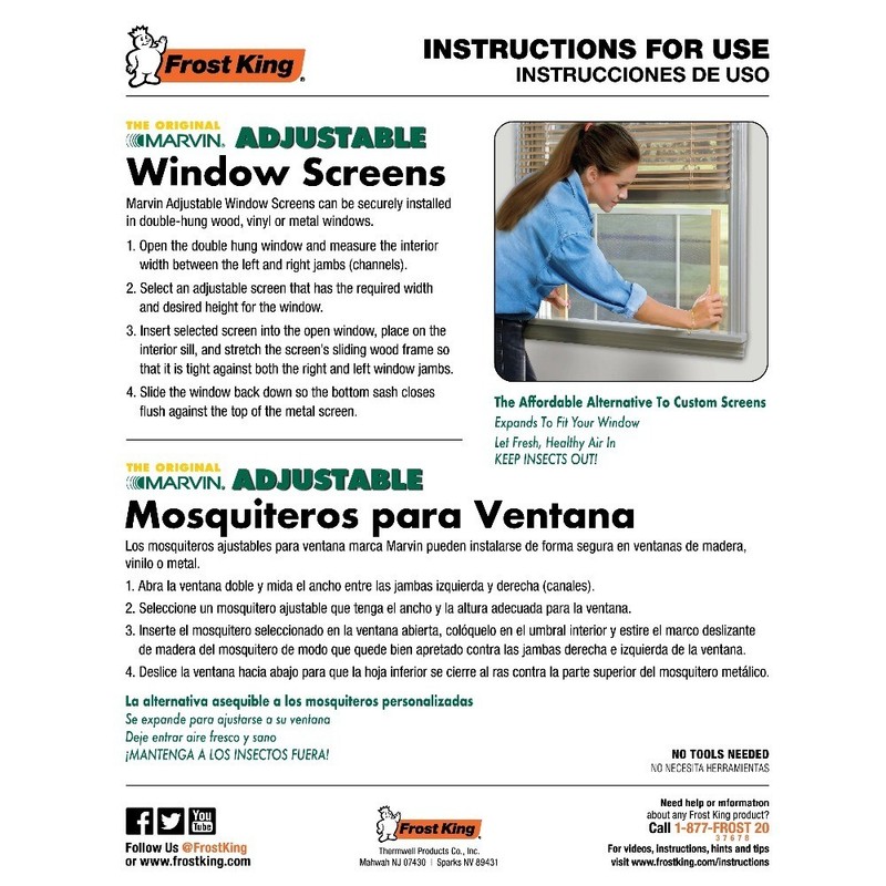 Adjustable Wood Frame Window Screen 10 Inch High Fits Windows 21 to 37 Inches gallery