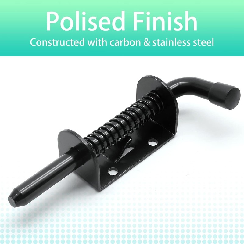 2Pcs 5-Inch Spring Loaded Gate Latch Pin, Heavy Duty Barrel Bolt Spring Latch gallery