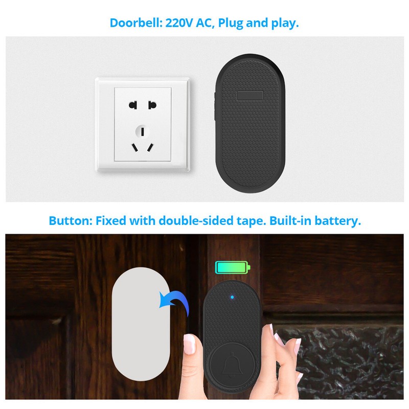 KERUI Wireless Doorbell Chime Waterproof Plugin Receiver Adjustable Volume 500FT gallery