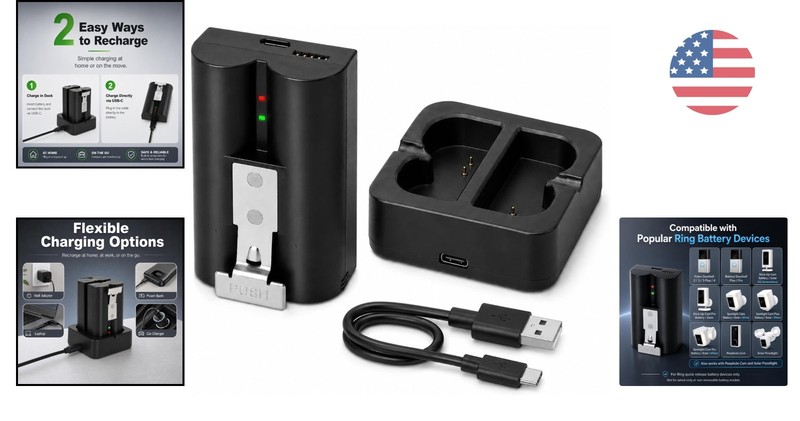 Reliable 6040mAh Power Solution: Replacement Battery & Charger for Ring Systems gallery