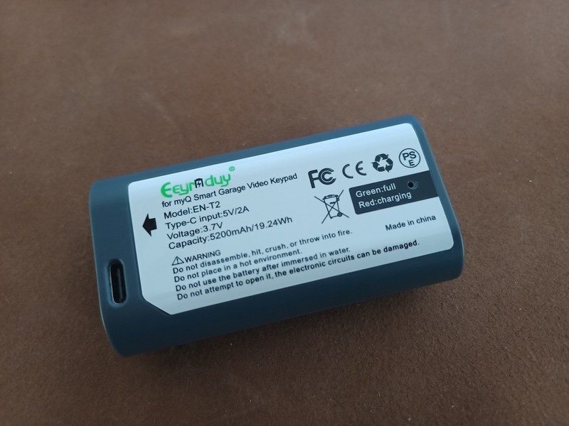 Replacement Battery for myQ Smart Garage Video Keypad EN-T2 5200mAh 3.7V USB-C