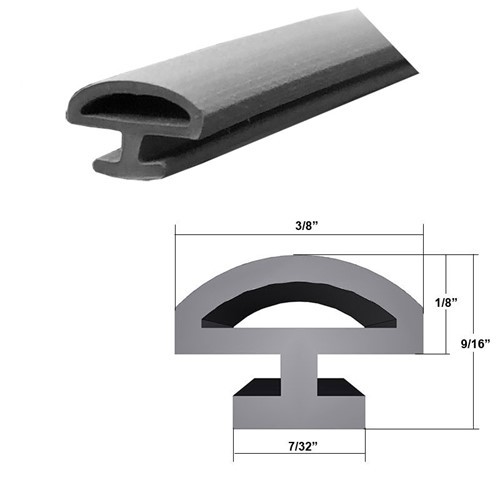Grey Bulb Type Gasket Weatherstrip, 3/8″ Width, 7/32″ Backing – 20 Ft.