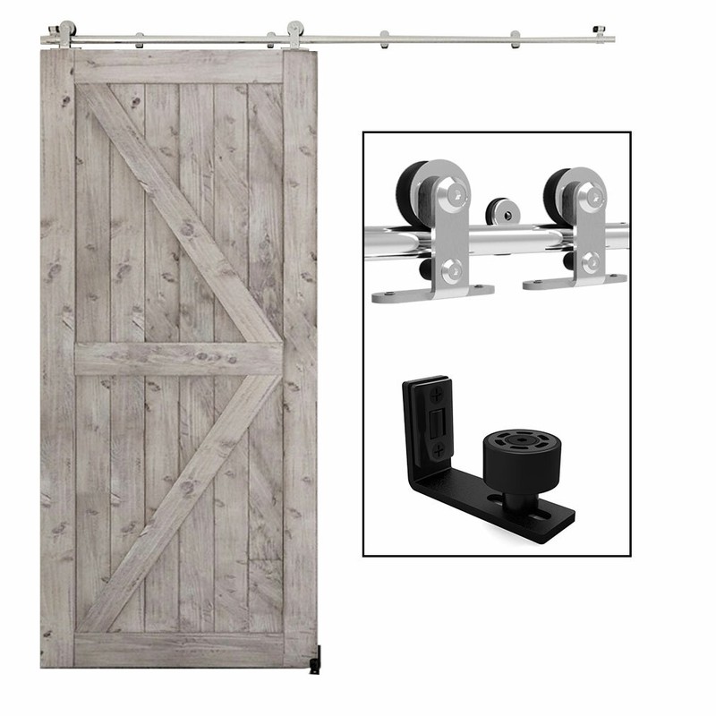 Sliding Barn Door Hardware Kit Track Adjustable Floor Guide,Stainless Steel Rail