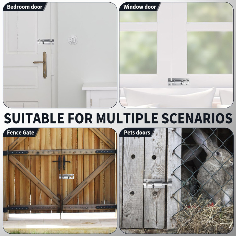 4 Pack Sliding Door Lock, 3 Inch Barrel Bolt Latch, with 12 Screws Sliding Door gallery