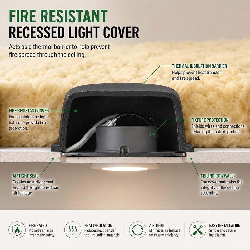 15 Pack Recessed Light Cover for Attic Insulation Fire Resistant Can Cover gallery