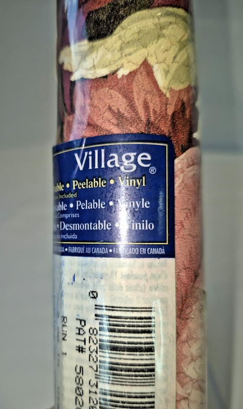 Victorian Cabbage Rose Wall Paper Border Village Floral Crackle Burgundy NEW gallery