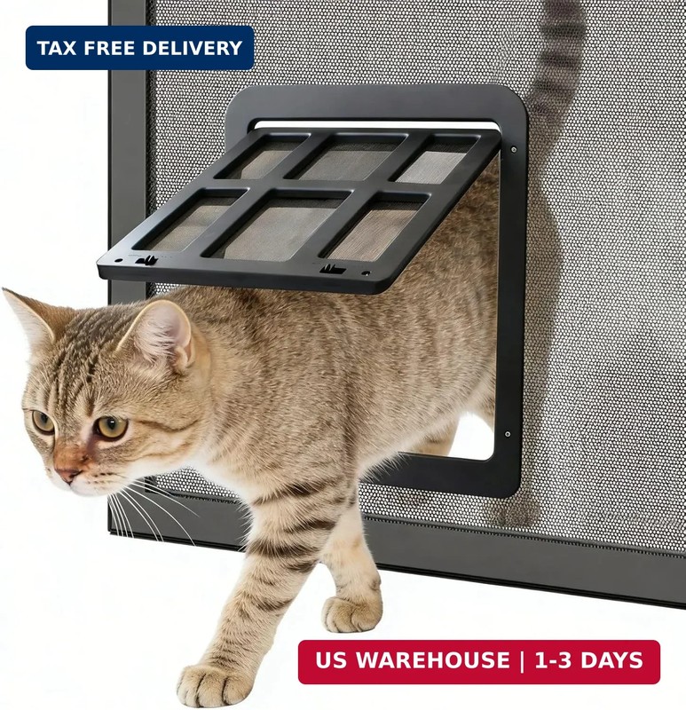 Enjoying Cat Door for Screen Doors, Passage Opening 8.3″ x 10.3″, Access Freely,