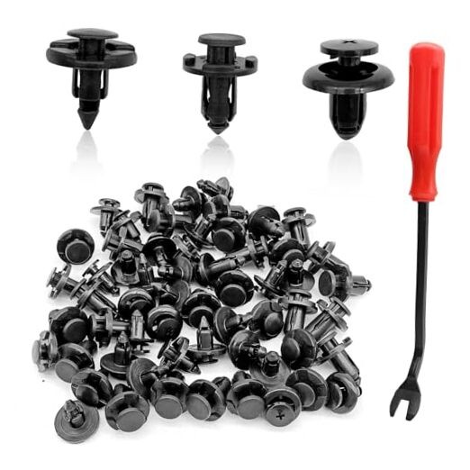 100 PCS Bumper Rivet Clips with Fastener Remover – 7mm, 8mm, 10mm Push Type